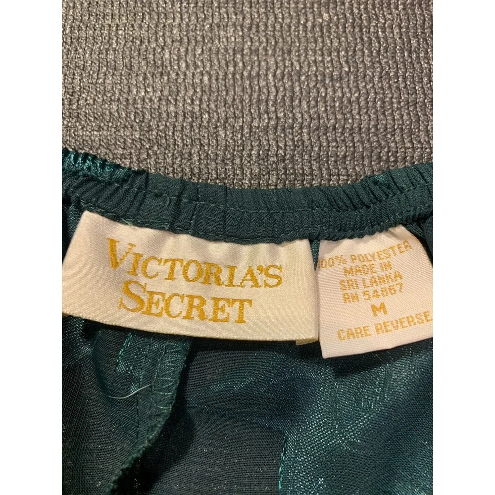 Victoria Secret Gold Label Sheer Pajamas Set Size Medium Green Geometric Vintage